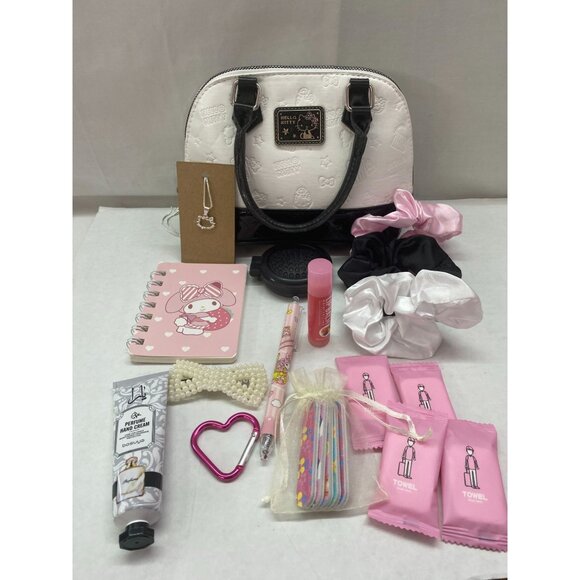 Hello Kitty Black & White Mini Crossbody Bag detachable strap & accessories NWOT - Picture 1 of 9